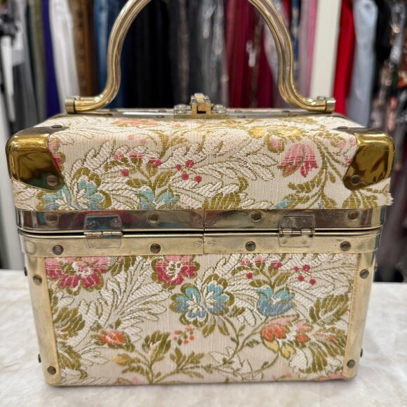 Vintage DELILL Tapestry Train-Case/Box Purse Made in Italy, 1950s/1960s - Picture 1 of 12